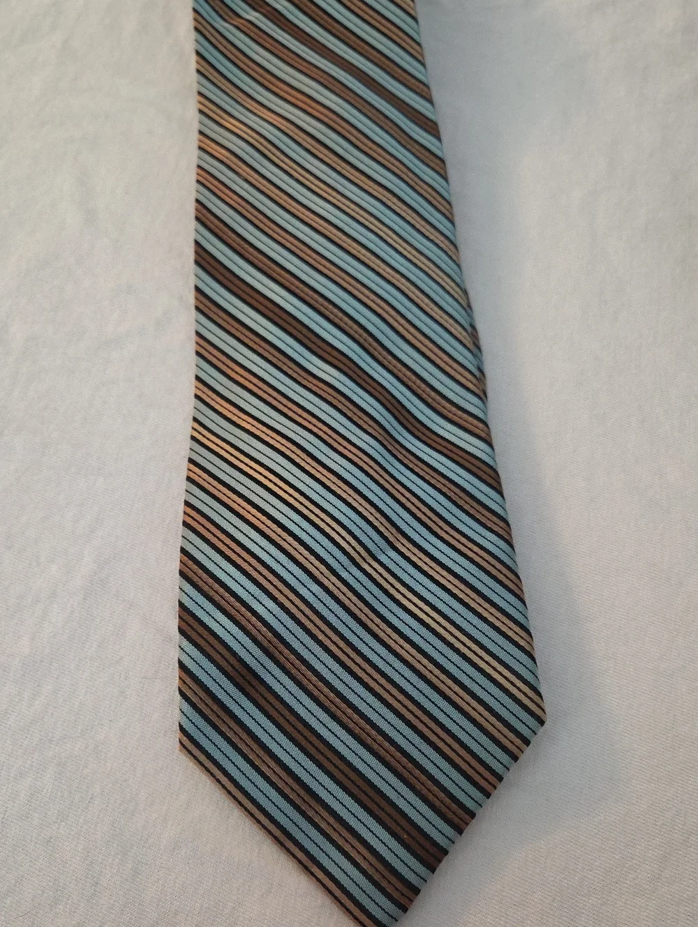 Claiborne Men's Diagonal Stripe Tie in Light Blue, Brown & Cream